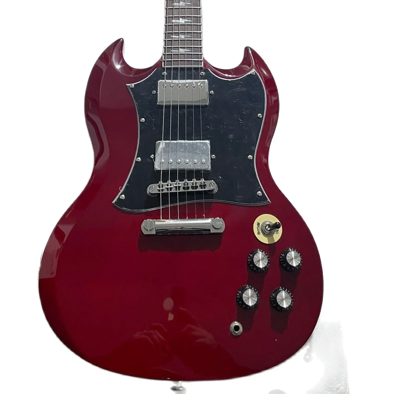 

New!!! Wine Red Color Standard SG Electric Guitar, Solid Body With Flame Cover ,Rosewood Fretboard, Thunder Frets