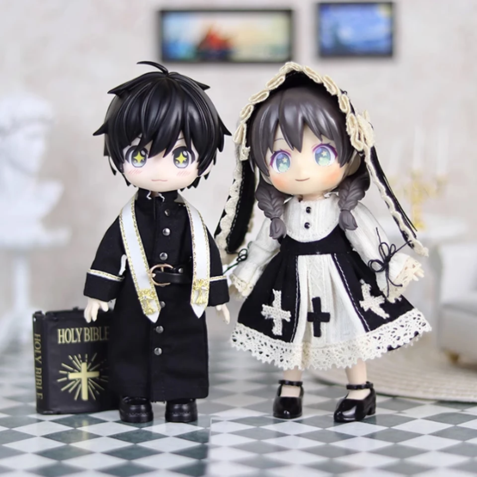 

Ob11 Baby Clothes Priest Suit Stock Gown With Diamond Cross Black Nun Bible GSC Plain P9molly