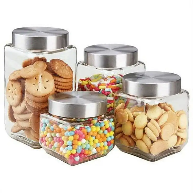 

4 Pieces Glass Canister Set Square Glass Spray bottle Dispensador de aceite de cocina Continuous spray bottle Dosificador de ace