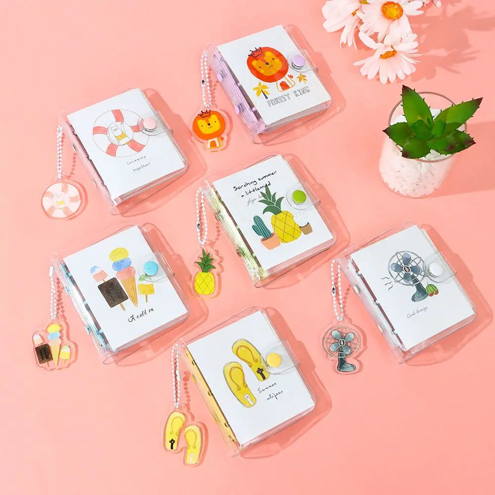 

Cute Transparent Mini Loose-leaf Notebook Creative Portable Pocket Hand Book 3 Ring Binder Kawaii School Supplies Stationery