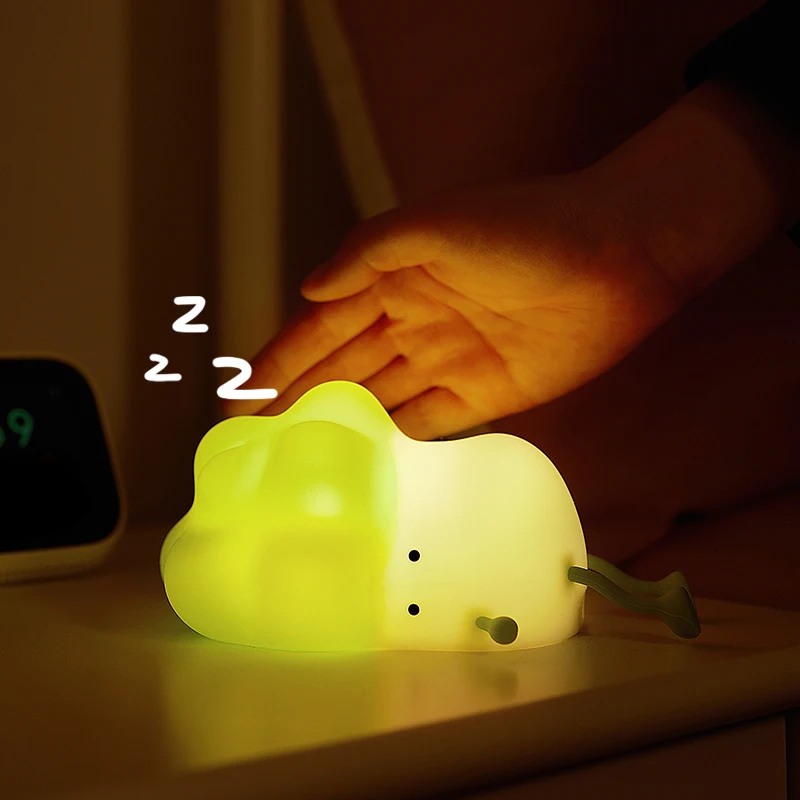 LED Night Light USB Rechargeable Dimming Touch Table Lamps For Bedroom Bedside Decoration Cabbage Silicone Kids Valentine's Gift