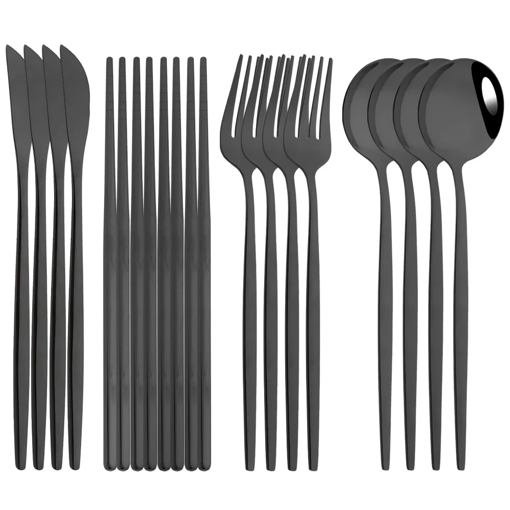 16 шт. набор столовых приборов из нержавеющей стали с ножом вилкой и ложкой