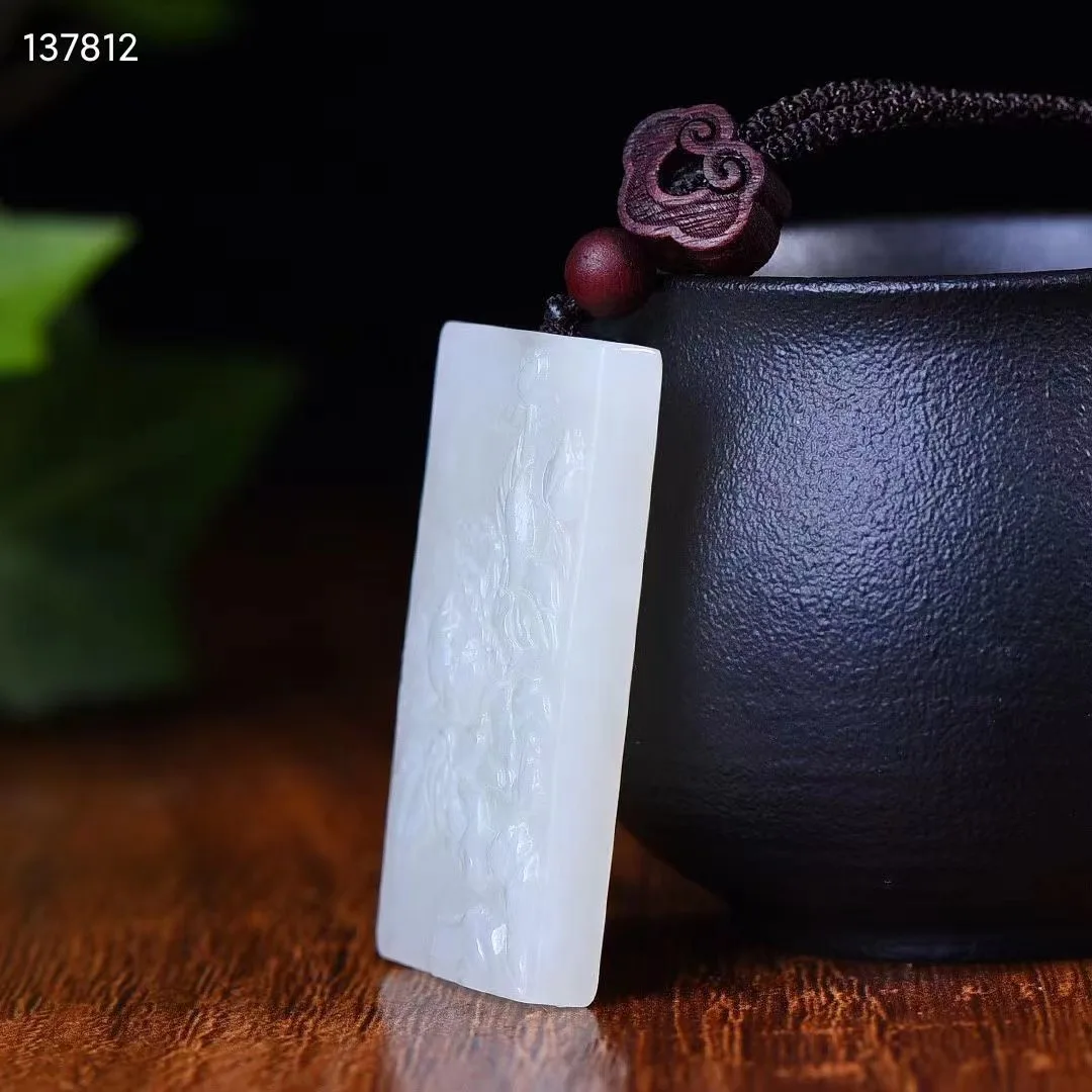 Натуральное 100% белое Нефритовое ожерелье с вырезами подвеска в форме цветка