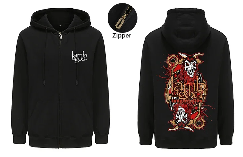 Мужские толстовки на молнии с изображением ягненка Бога рок-группы Повседневная