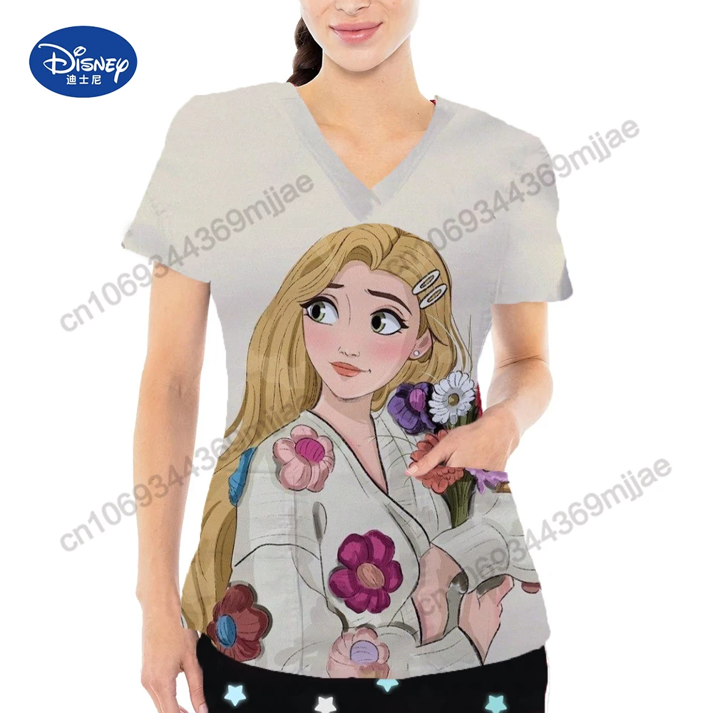 

Disney Pocket V-Neck Woman T-shirts for Women Korean Style Clothes Women 2023 Women's T-shirt Womens Clothing Crop Top Y2k Tops