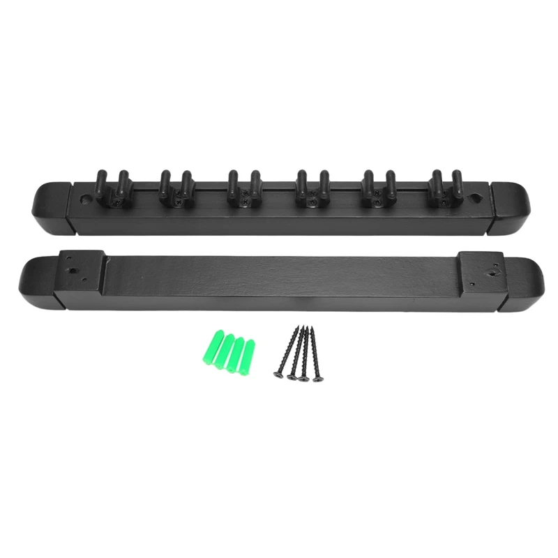 

1 Set Wall Mounted Hardwood Billiard Cue Rack Pool Cue Rack 6 Clips Billiard Holder Bracket Accessories