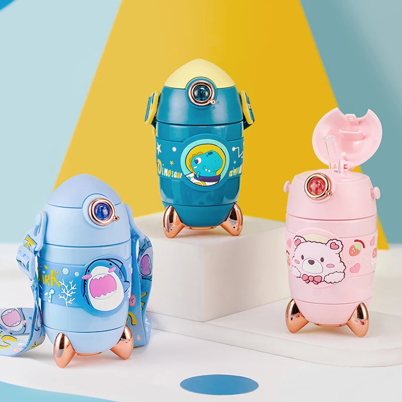 Милый мультяшный 3d-термос из рокетной соломы чашка нержавеющей стали 316