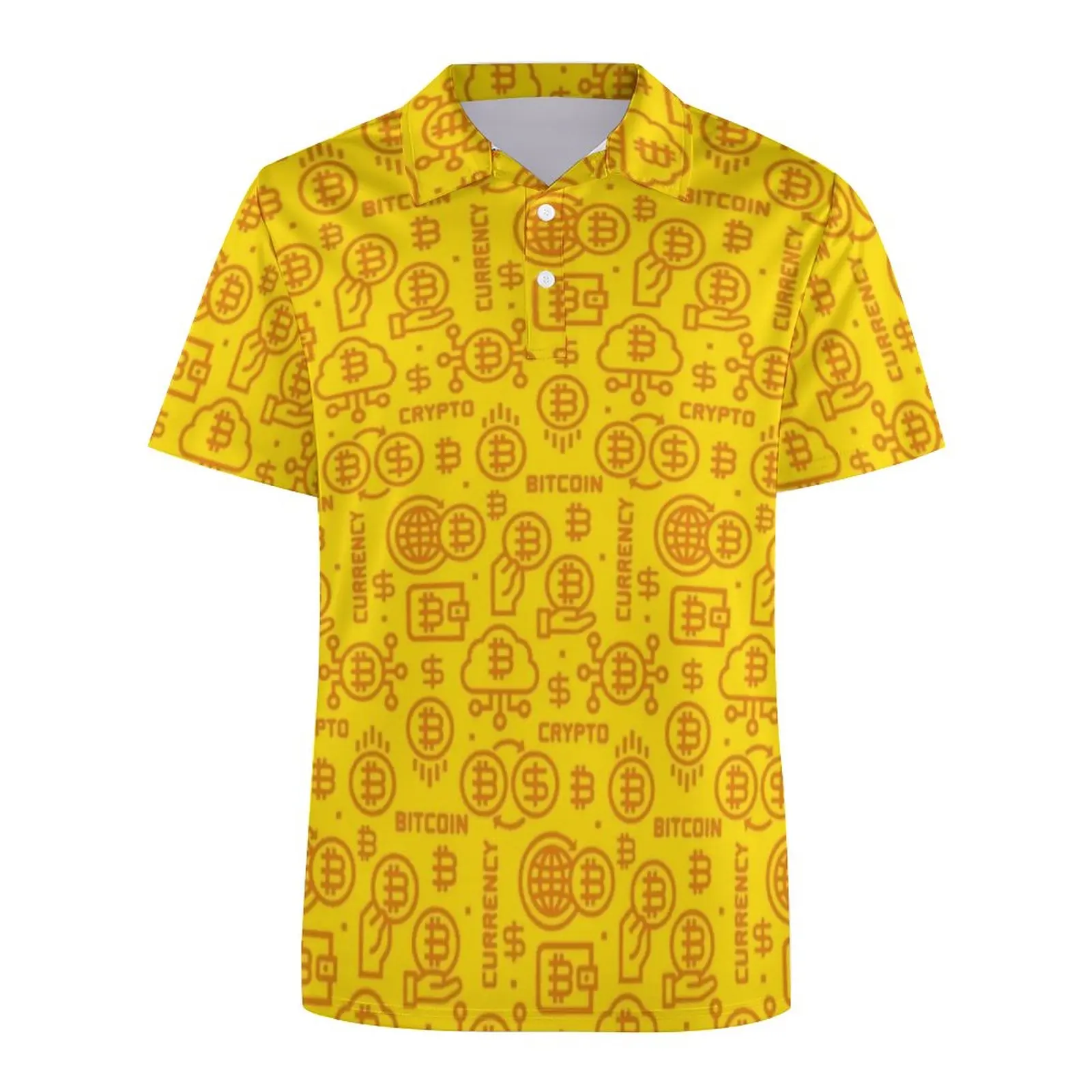 Поло с желтым логотипом биткоина мужская повседневная рубашка для криптовалюты