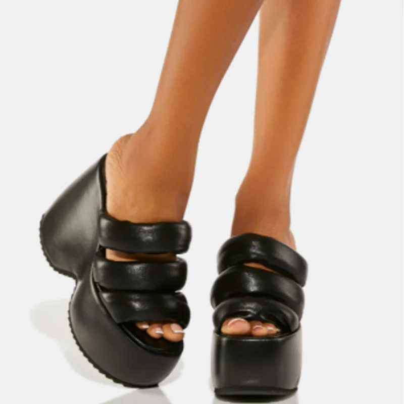 

Punk Open Toe Brand Platform Slip On High Wedges Slide women's Sandals Casual Leisure Fashion Comfy Sandals Shoes Ladies Summer