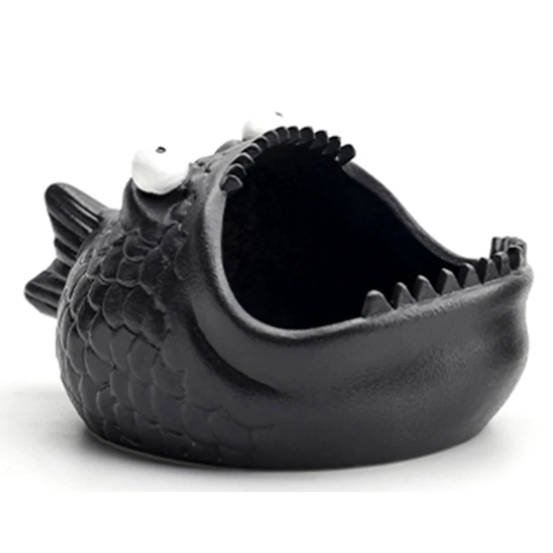 

Creative Cute Animal Ceramic Ashtray Piranha Desktop Office Decoration Household Windproof and Fly Ash Car Small Ashtray