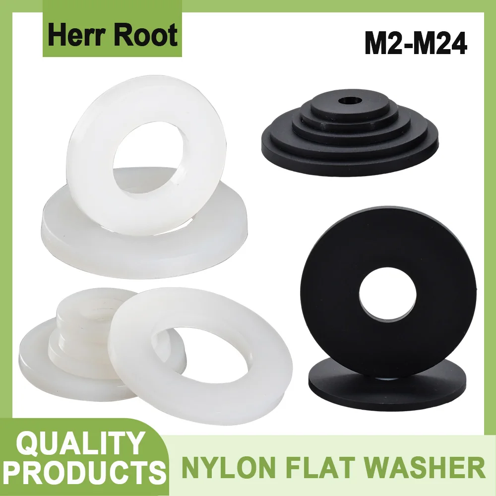 

Шайбы нейлоновые M2-M24 черные белые