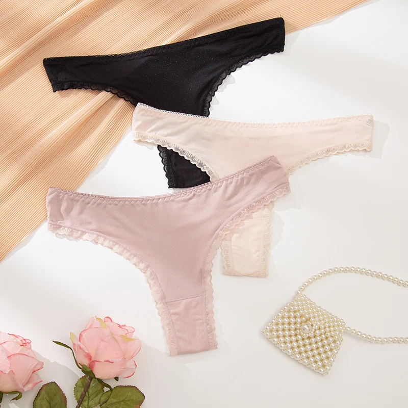 BANNIROU 3 шт. женские стринги трусики из вискозы мягкие дышащие с низкой посадкой