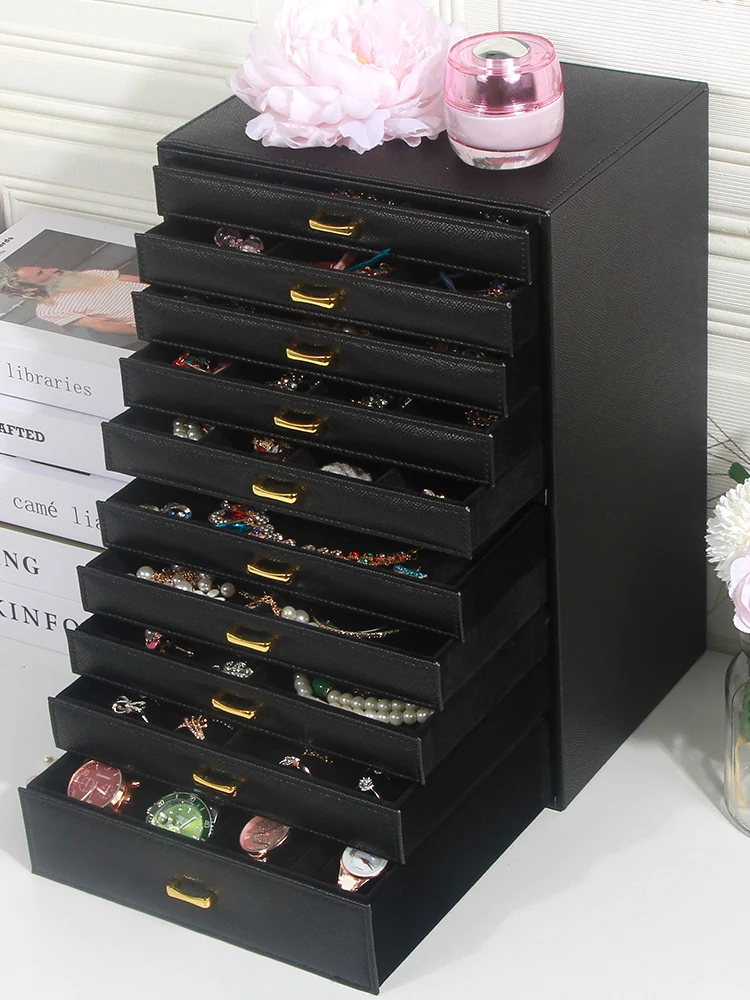 Luxury Multi Layer Jewelry Box Storage Organizer Case Large Capacity Korean Jewelry Storage Box Earrings Display Birthday Gift