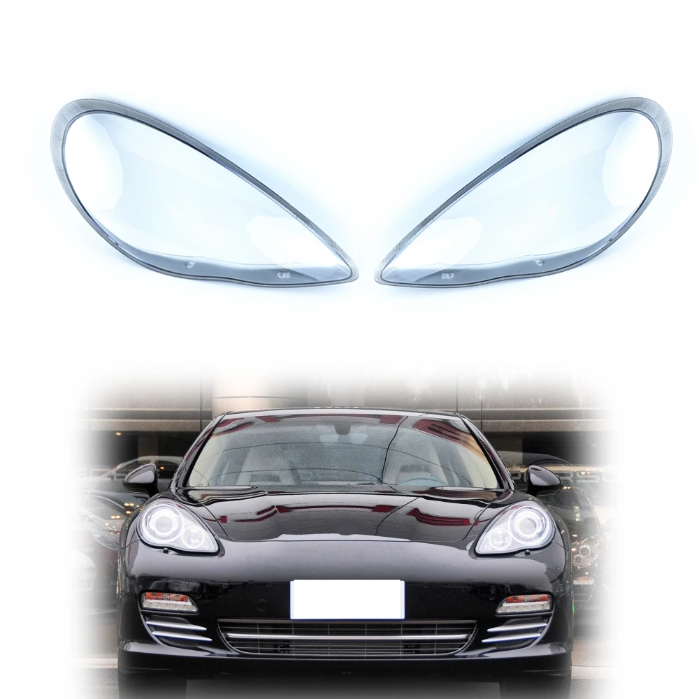 

2 Pcs For Porsche Panamera 2010 2011 2012 2013 Headlamp Transparent Shell Waterproof Clear Headlight Lens Gray Edge