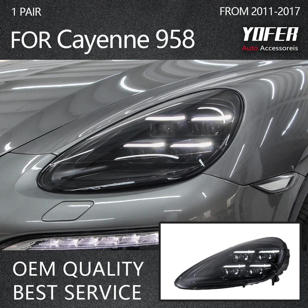 YOFER для Porsche Cayenne 2011-2017 полностью светодиодные фары в сборе старая модель