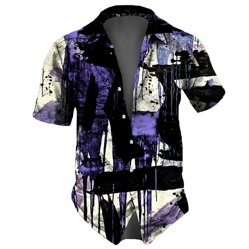 

Graffiti Abstract Men'S Shirts Vintage 3d Print Casual Hawaiian Shirts Man Retro Shirt For Man Street Button Short Sleeves Tops