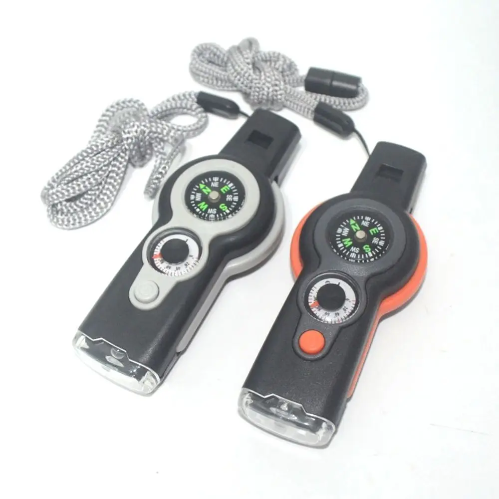 

Multi-function Hiking Outdoor Portable Magnifier Safety Whistle Compass Survival Whistle
