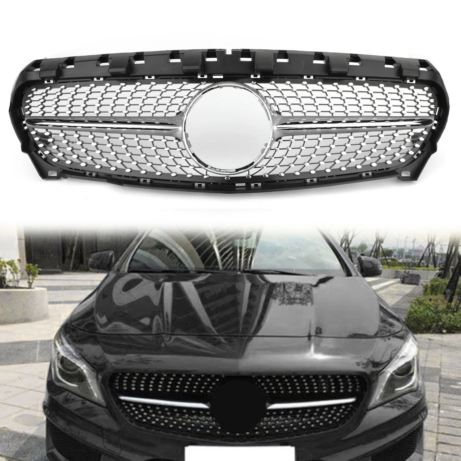 

Areyourshop Diamond Star Grille Grill Frontt Upper Grille For Benz R117 W117 CLA250 2013-2016 With Letter