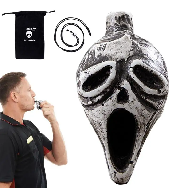 Aztec Death Whistle Halloween Screaming Instrument Skull Retro Loudest with Human Sounding Screams