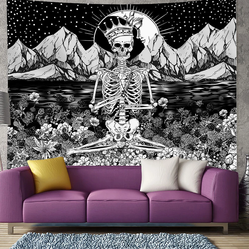 

Punk Skull Wall Hanging Painting Tapestry Floor Carpet Bedspread Tablecloth Beach Mat Home Bedroom Decoration Yoga Pads