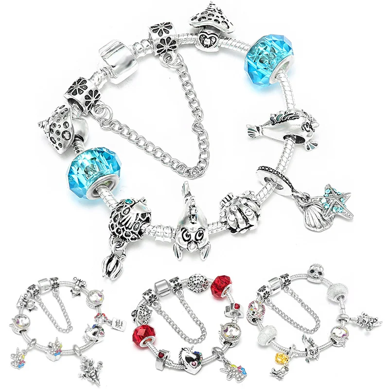 

Ocean Series Starfish Fish Bracelet Fit Pandora DIY S925 Silver Chain Beads Original Jewelry Handmade Accessories Wholesale