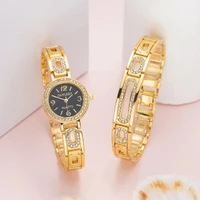 womens wristwatch gold bracelet small dial luxury elegant watch female ladies bracelet 2pcs set dress clock reloj mujer wth box