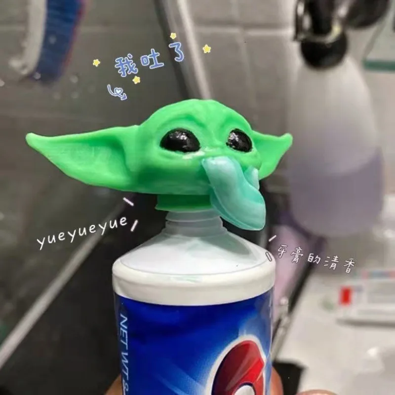 

Anime Star Wars Baby Yoda Figure Toys Squeeze Toothpaste Catoon Funny Toy Yoda Kawaii Model Bathroom Supplies Kids Gift