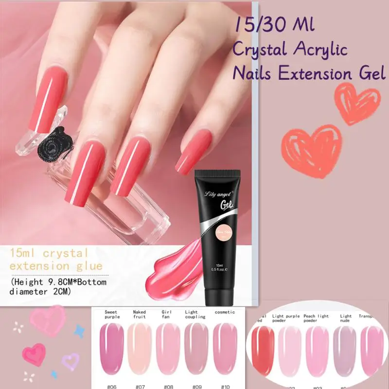 

15/30 Ml Crystal Acrylic Nails Extension Gel Soak Off UV Phototherapy Gel Paperless Holder Fast Building Nail Art Design TSLM1