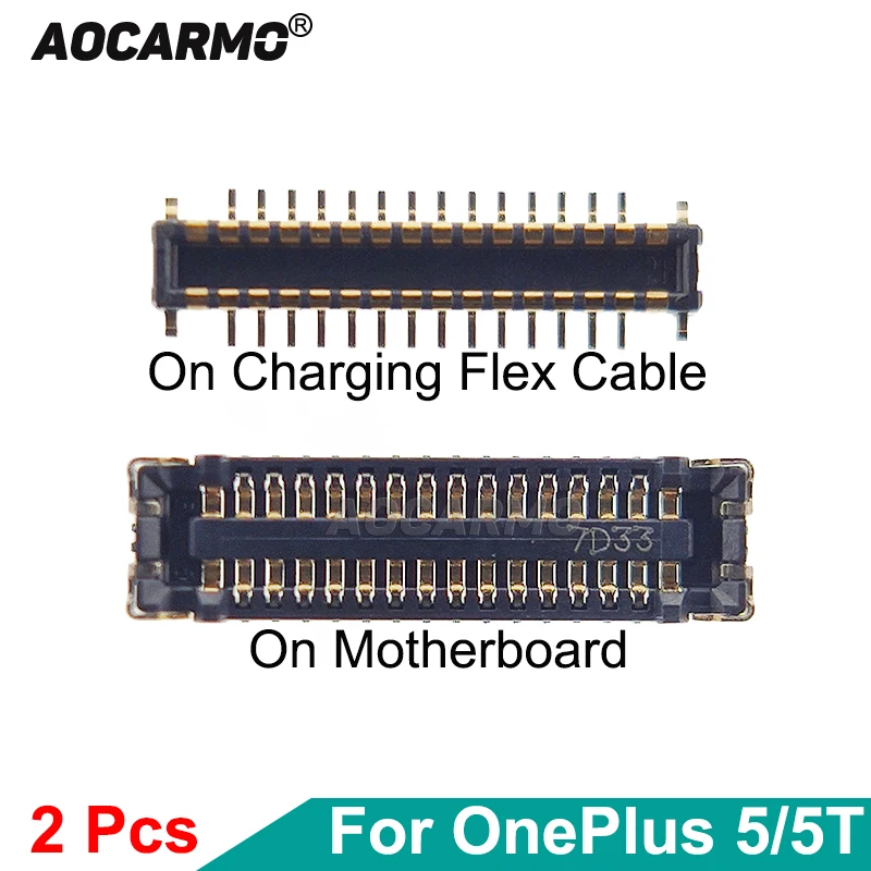 

Aocarmo 2Pcs/Lot On Motherboard Charger Port Charging Dock Flex Cable FPC Connector Clip Plug For OnePlus 5 5T 5000 A5010