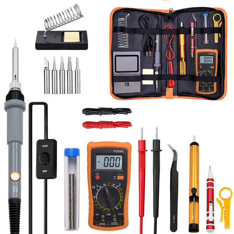 

Constant Temperature Electric Soldering Iron 19 In 1 Set 60W Adjustable Electric Soldering Iron Set EU Plug