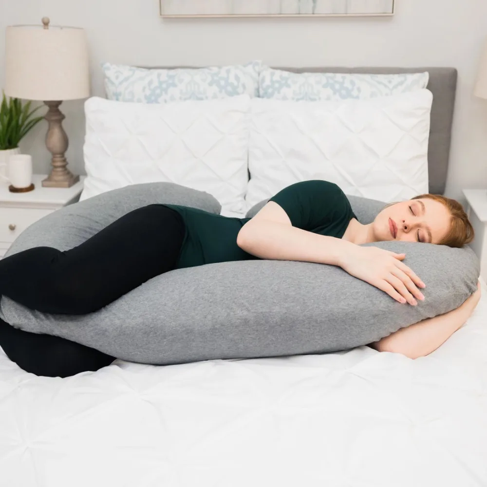 

Leachco Sleeper Keeper Jersey Gray │ Total Body Pregnancy Pillow │ with a 100% Cotton Zippered, Removable Cover