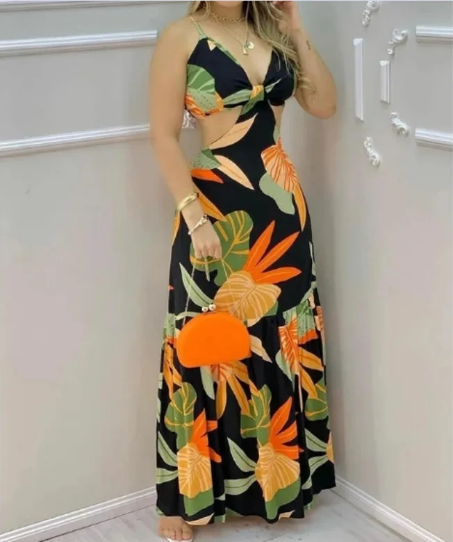 

Summer new women's fashion sexy digital printing strapless dress