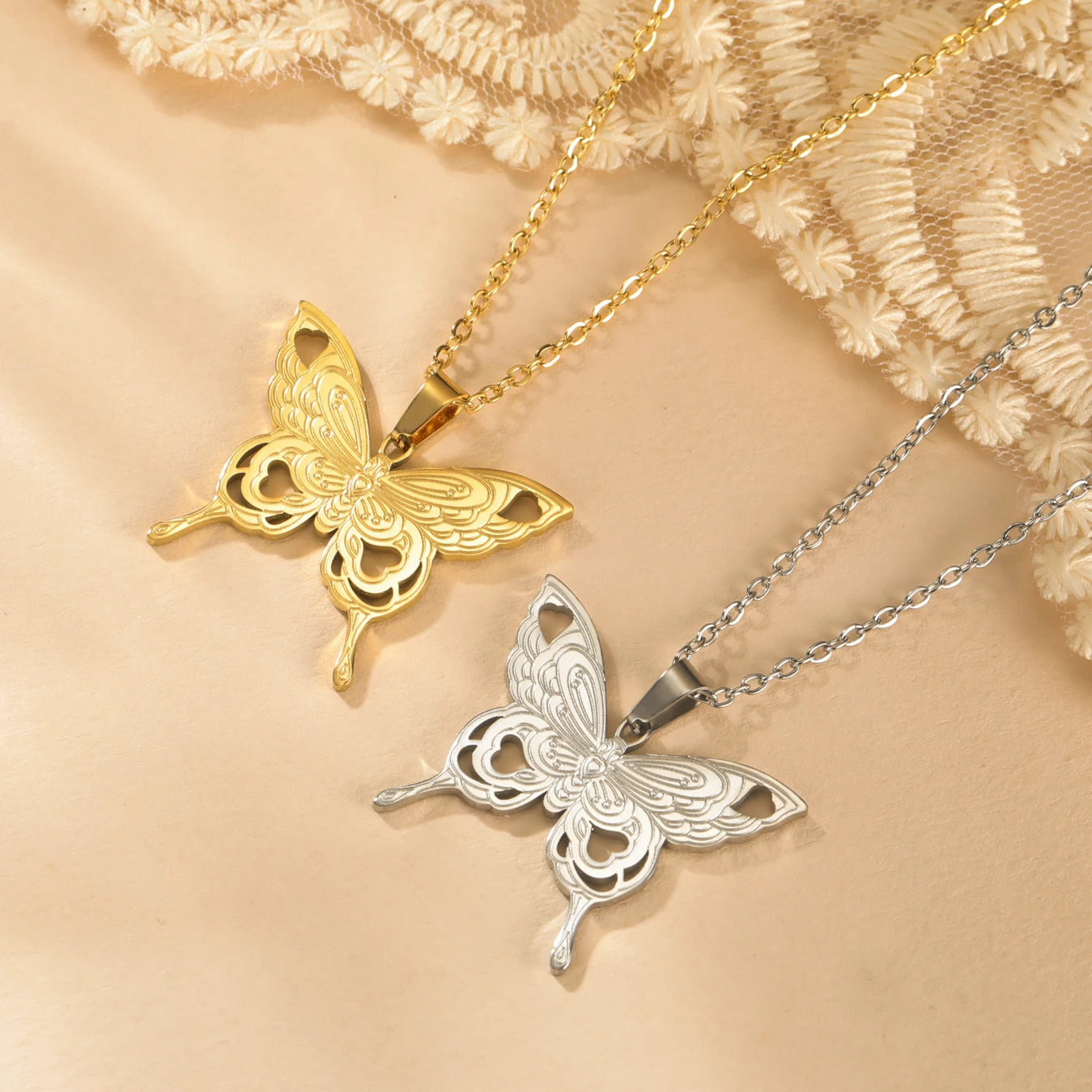 Ожерелье с бабочкой Lemegeton ювелирные изделия из нержавеющей стали ожерелье