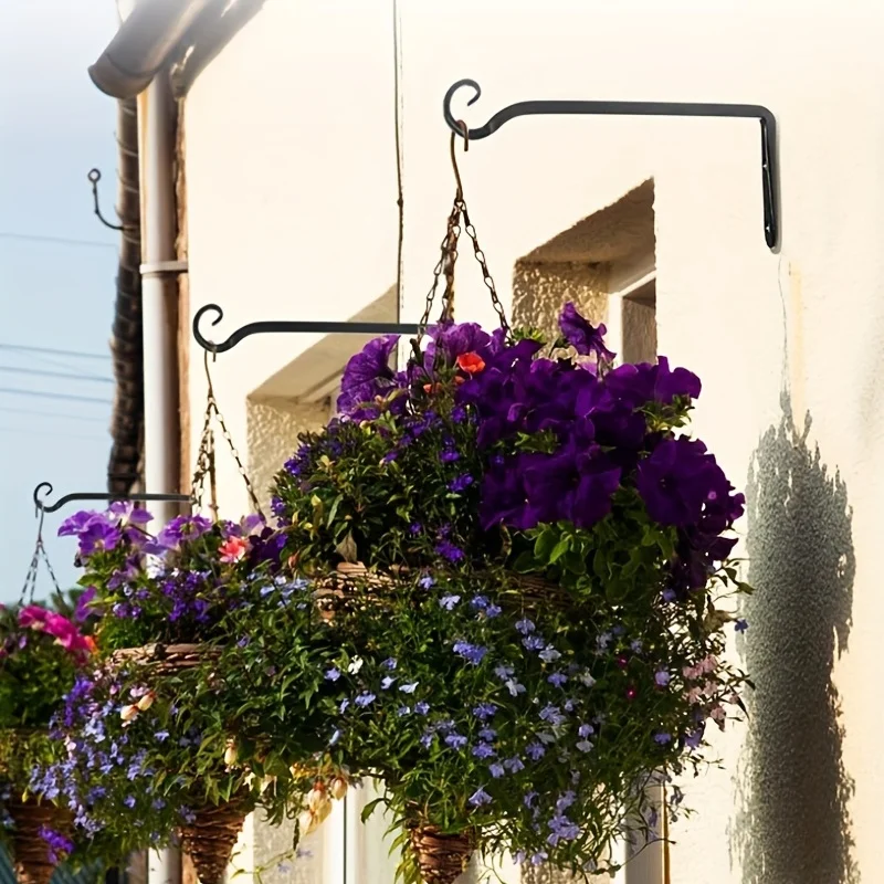 

10-inch Flower Basket, Flowerpot Hook, Hanging Plant Bracket, Wall Iamp Hook, Straight Bird Feeder Hook, Iron Wall