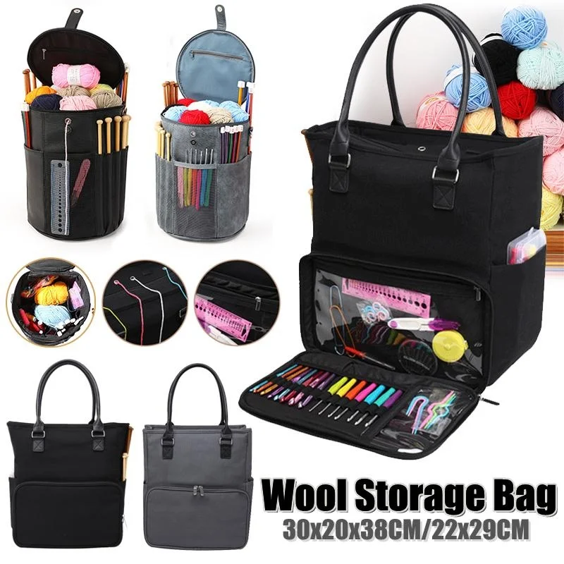

Yarn Storage Bag Round Knitting Wool Yarn Bags Organizer Crochet Sewing Needles Handbag Weave Tools Accessories Bowl Crafts Tote