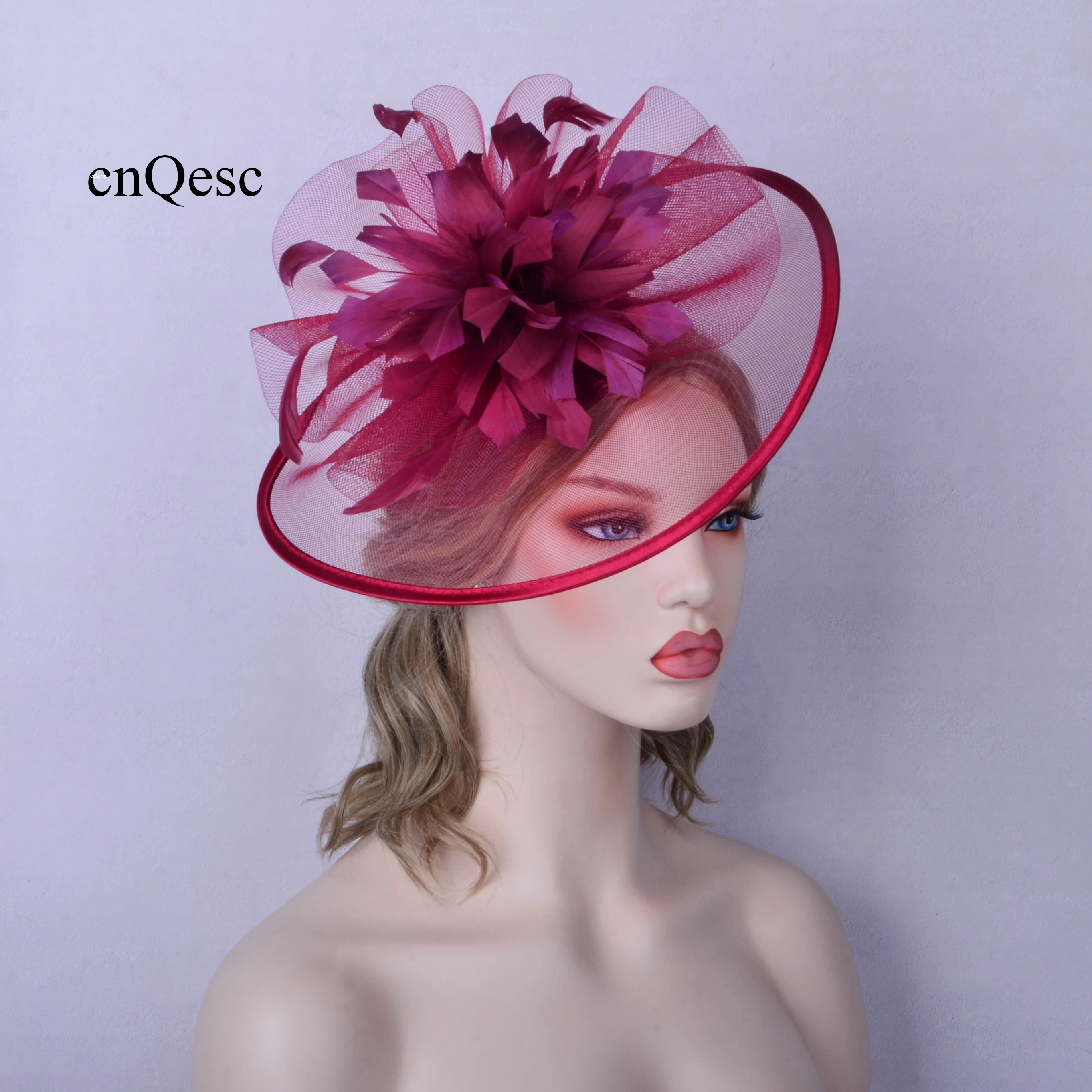 Оптовая продажа свадебная шапка sinamay base с цветами из перьев для Кубка Мельбурна