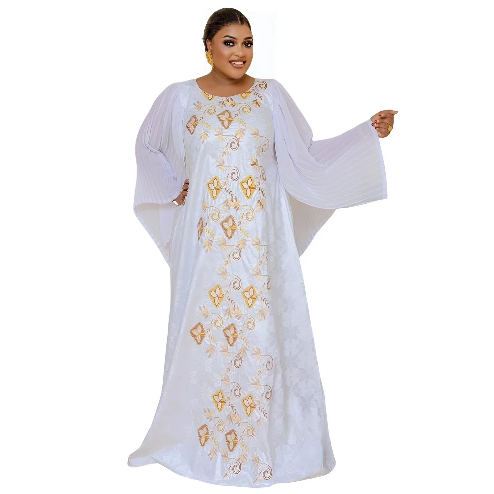 

African Plus Size Kaftan Dress Emboridered Full Gown Nightdress Party Casual Dress