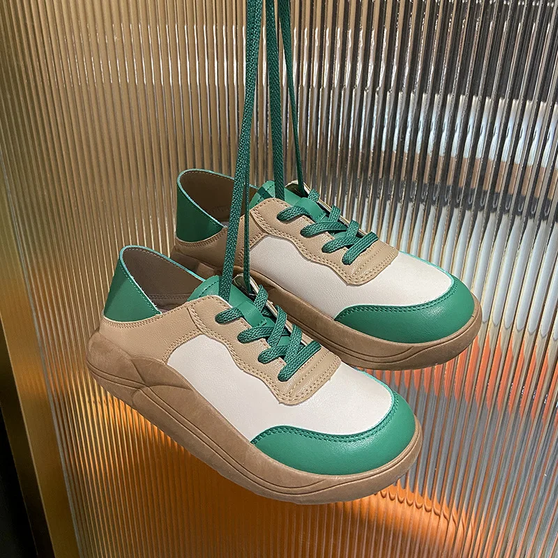 Кроссовки женские с круглым носком дышащие лоферы на шнуровке Повседневная