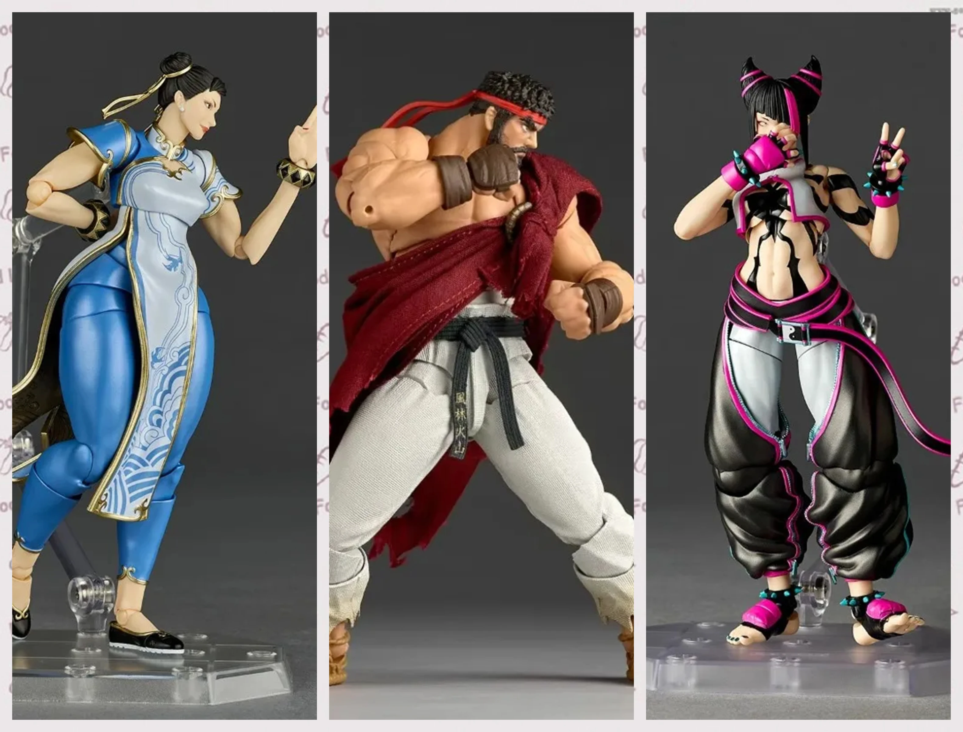 Фото В наличии: Фигурки Revoltech Amazing Yamaguchi Street Fighter 6 Рю, Чун-Ли, Мобильный костюм Гунпла, Люк, Джури. Аниме-модель. Подарок. №1