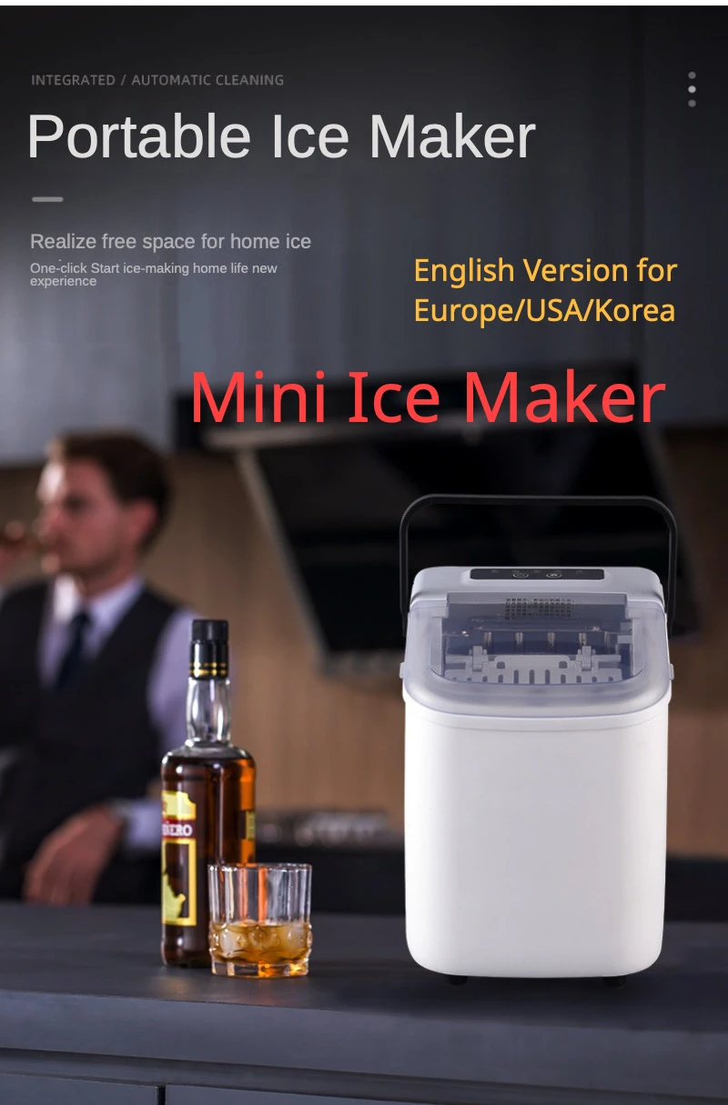 

9 bullet ice maker, portable small tabletop fully automatic ice machine, 7Kg/24h, home/party/camping ice tool