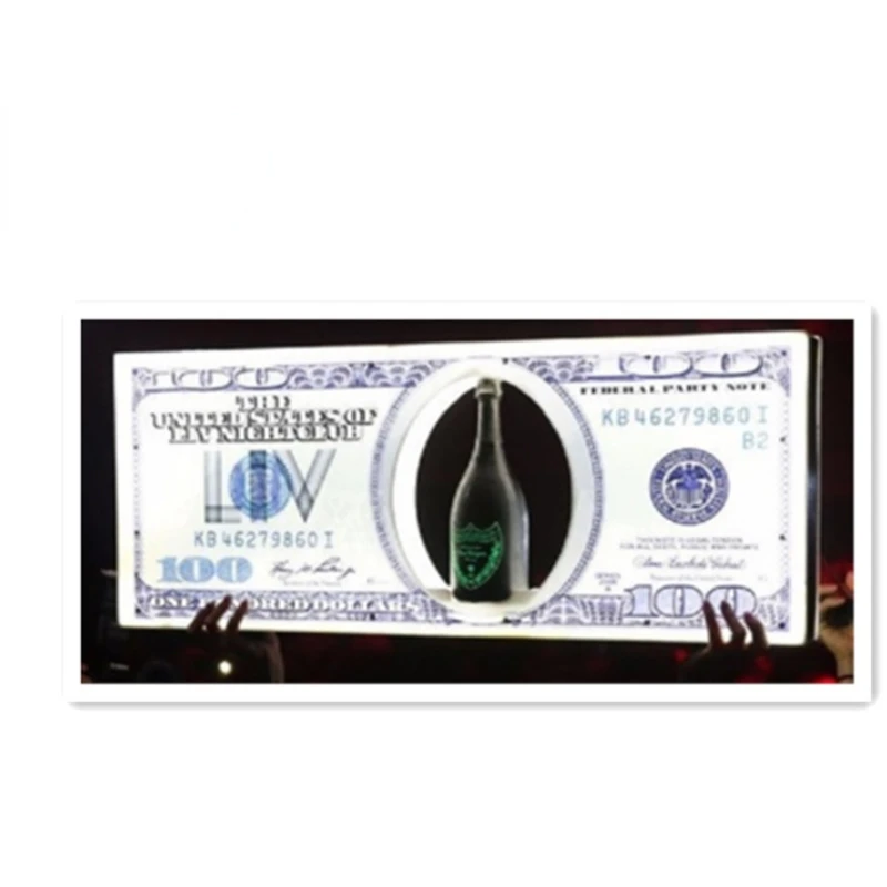 

Expositor VIP de champán, botella de Benjamín, 100 dólares