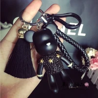 bomgom bear keychain tassel water stone cute dark cartoon handmade resin bag accessory popobe style