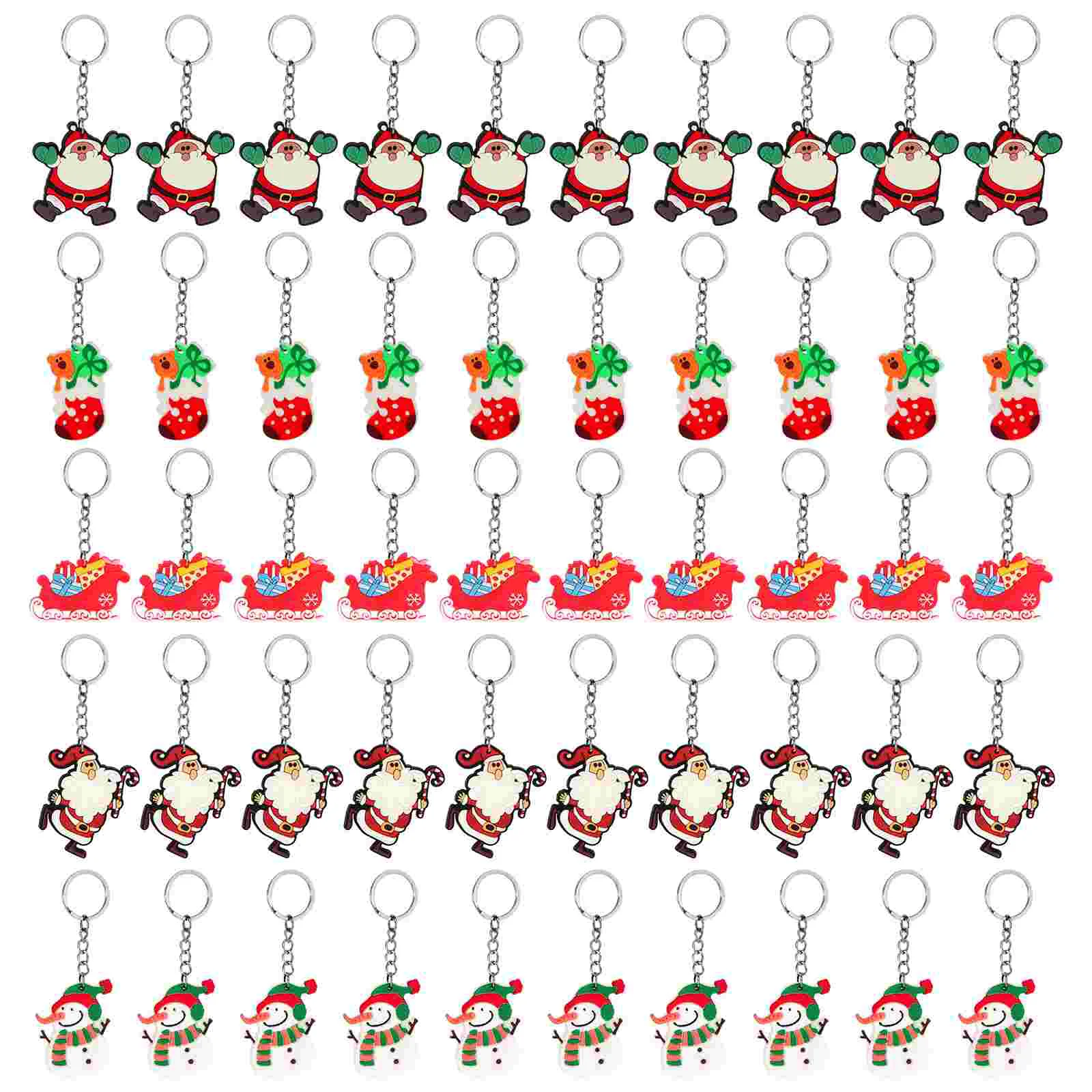 

50 шт. Рождественский брелок для ключей с Санта-Клаусом, снеговиком, деревом, оленем, Рождественский мультяшный подарок, брелки для ключей для сумок, кошельков