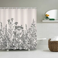 wild floral botanical flower plant shower curtains waterproof mildew resistant modern fabric bathroom accessories