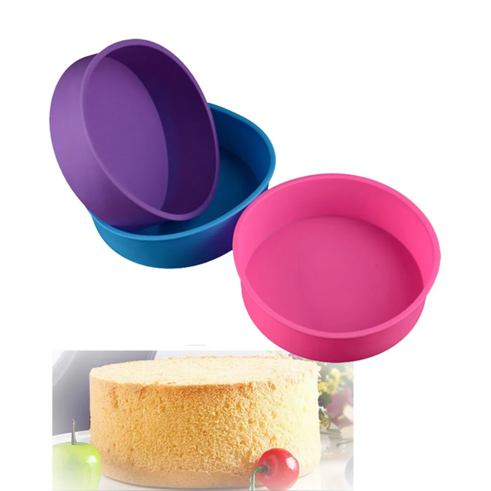 

Baking Mold Round Cake Mold Silicone Colored- Free Small Cake Pan Non- Mold Bakeware Supplies for Pie Cake ( 17x5.5cm )