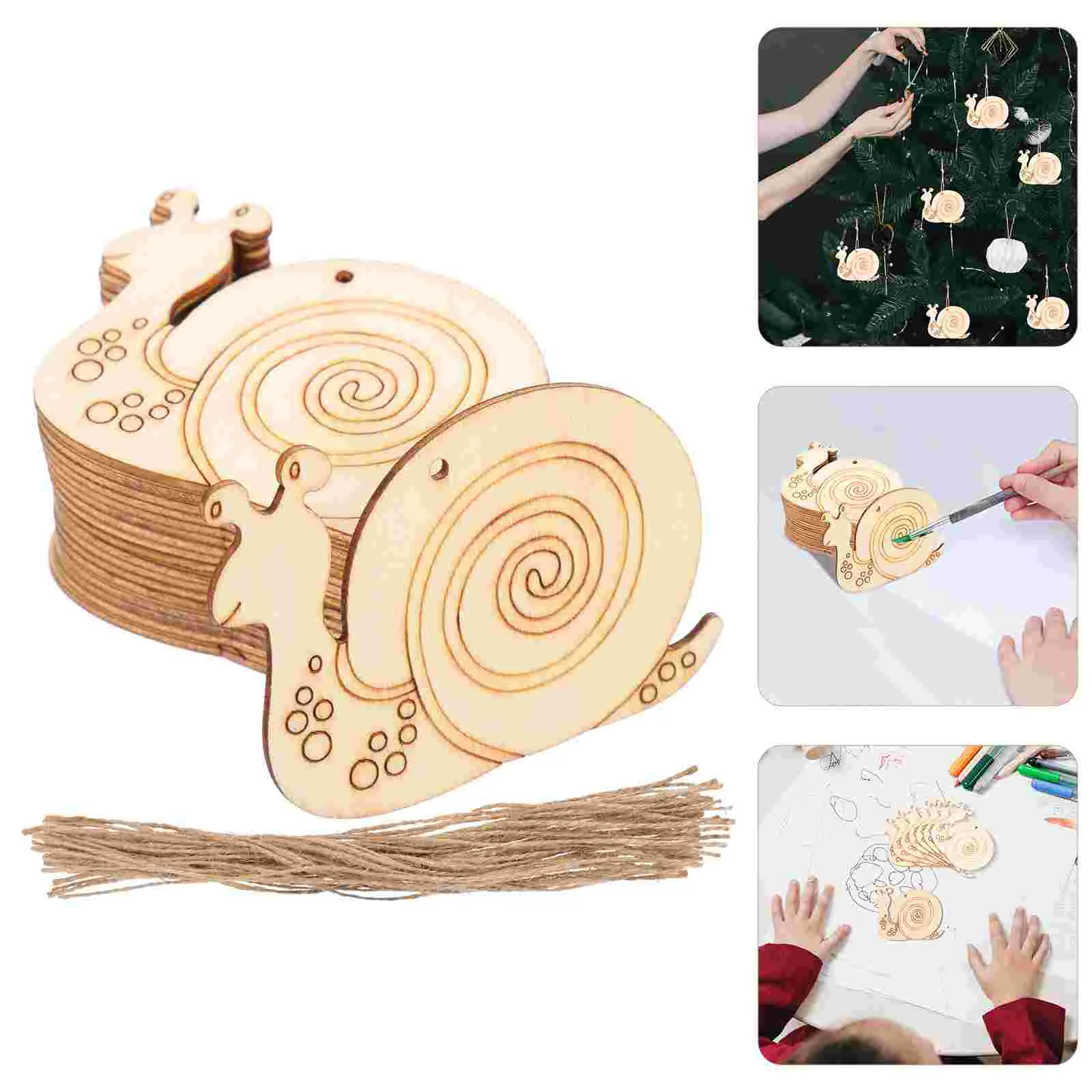 

Wood Wooden Unfinished Painting Chip Snail Cutouts Kids Pieces Craft Blank Diy Slices Decorations Toys Animal Ornament Graffiti