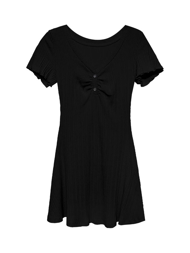 Eggka однотонное короткое платье в полоску с v-образным вырезом женское летнее