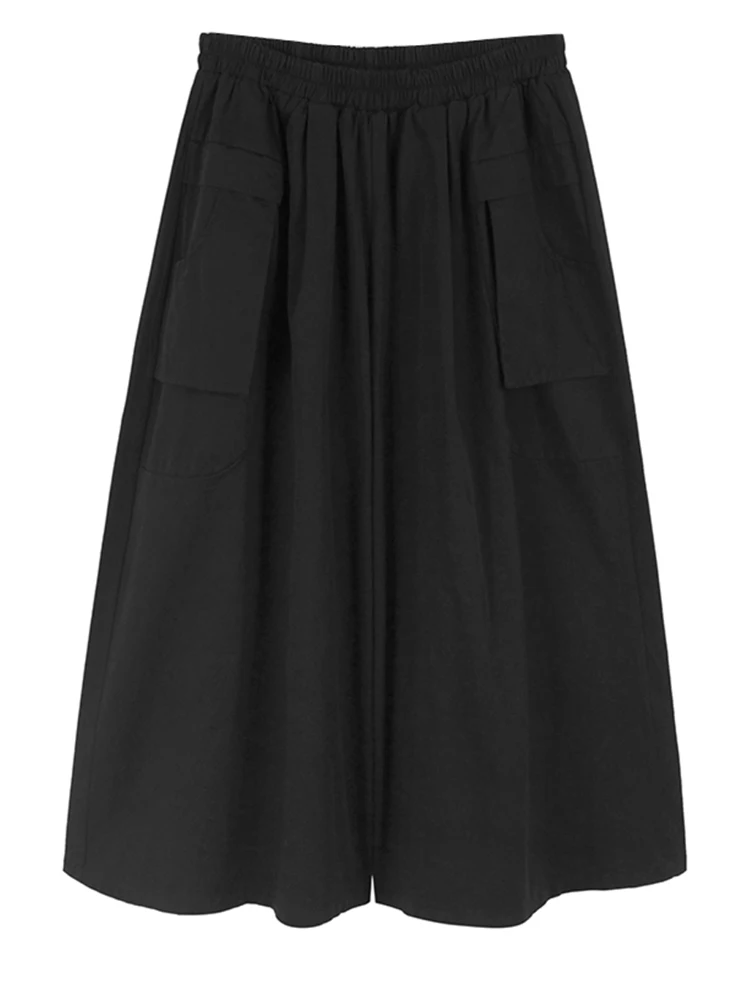 Брюки женские плиссированные с высокой эластичной талией повседневные длинные