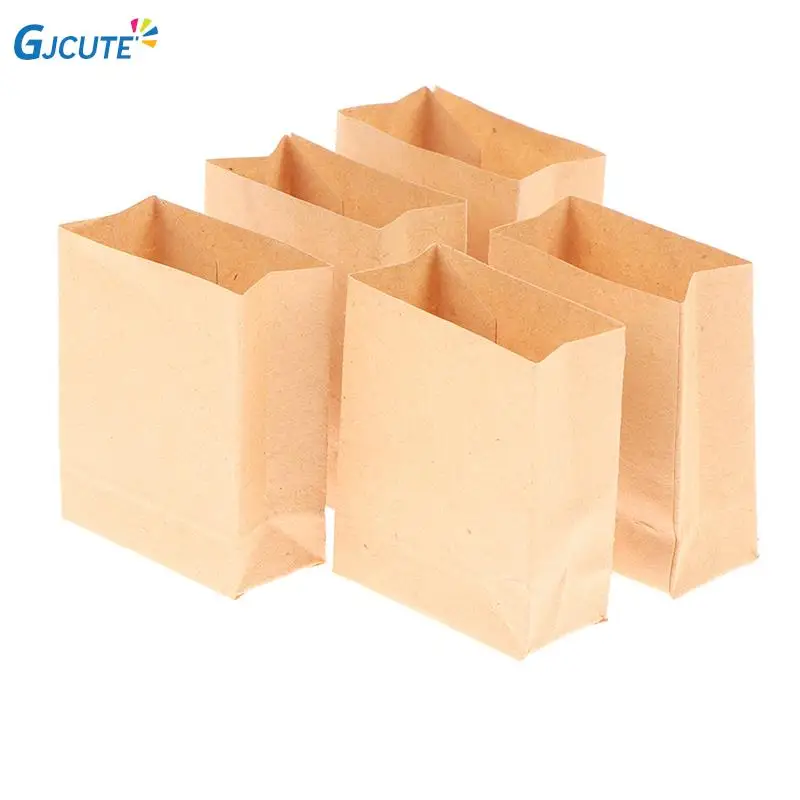 

5pcs Mini Baking Bags Handmade 1:12 1:6 Dollhouse Miniature DIY Doll Shopping Bag Eco-friendly Paper Bags Dollhouse Decoration