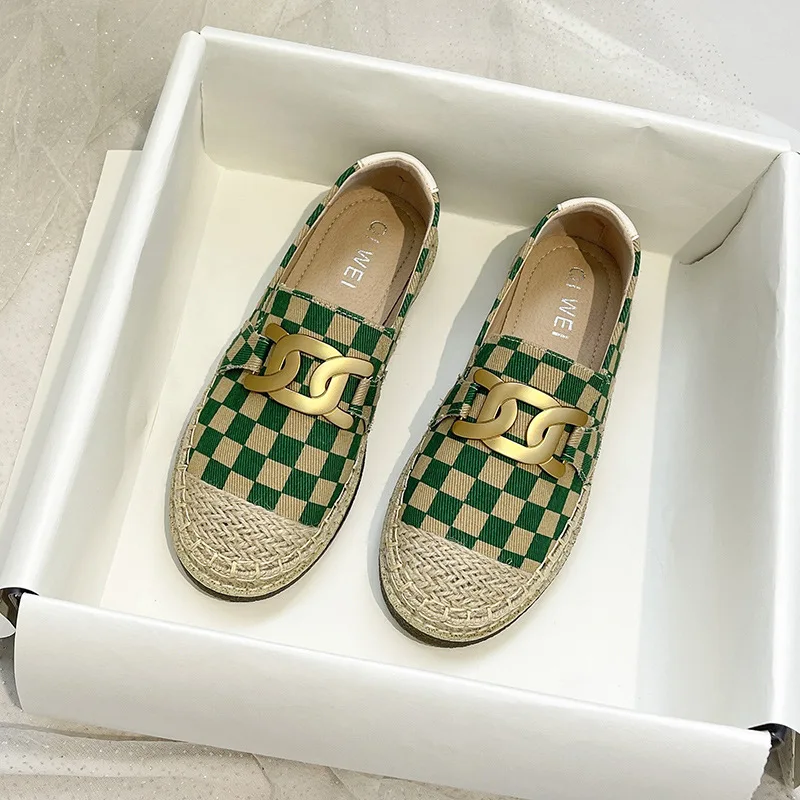 2022 New Loafer Shoes Women's Flat Bottom Sneakers Fisherman's Shoes For Women Linen Straw Woven Summer Spring Thick Bottom Shoe